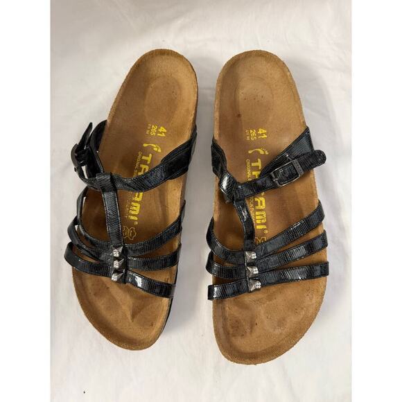 Birkenstock Tatami Black Suede Strappy Slip On Sandals Sz 41/10 GS - Picture 3 of 5